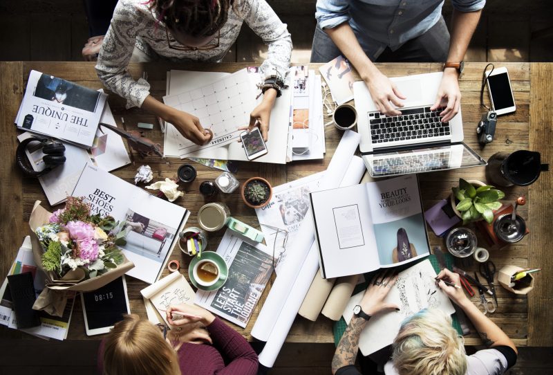 Colleagues working at a desk